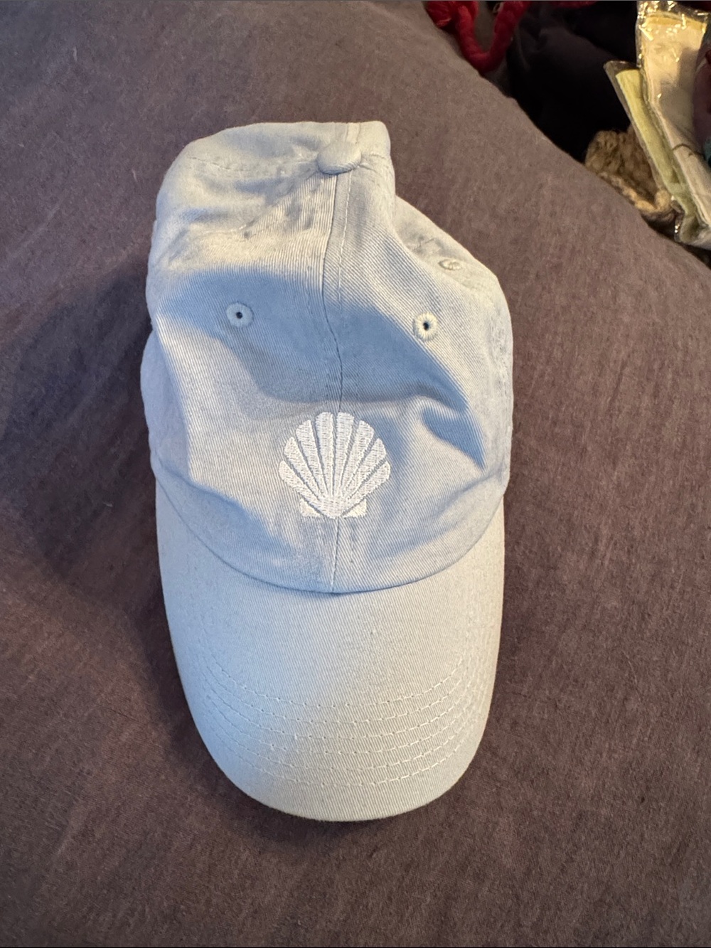 Light Blue Shell Embroidered Baseball Cap